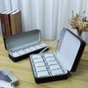 In-Stock Black Ostrich Pattern PU Leather Watch Storage Box with Dustproof Zipper Bag
