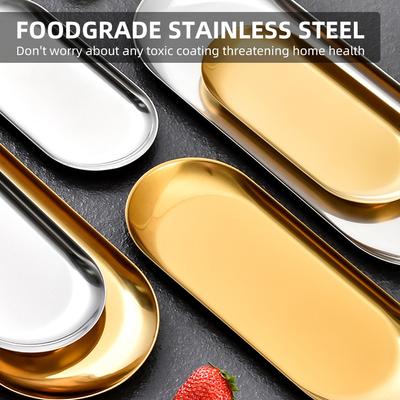 Dessert Plate Dinner Plate Gold / Silver Stainless Steel Plate Multipurpose Steel Metal Ellipse