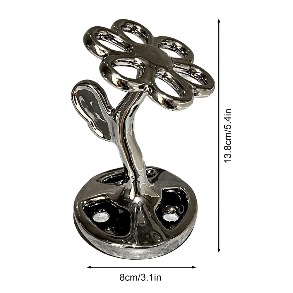 Ceramic Flower Shape Toothbrush Holder Multifunctional Bathroom Organizer High Stability Compact Countertop Stand