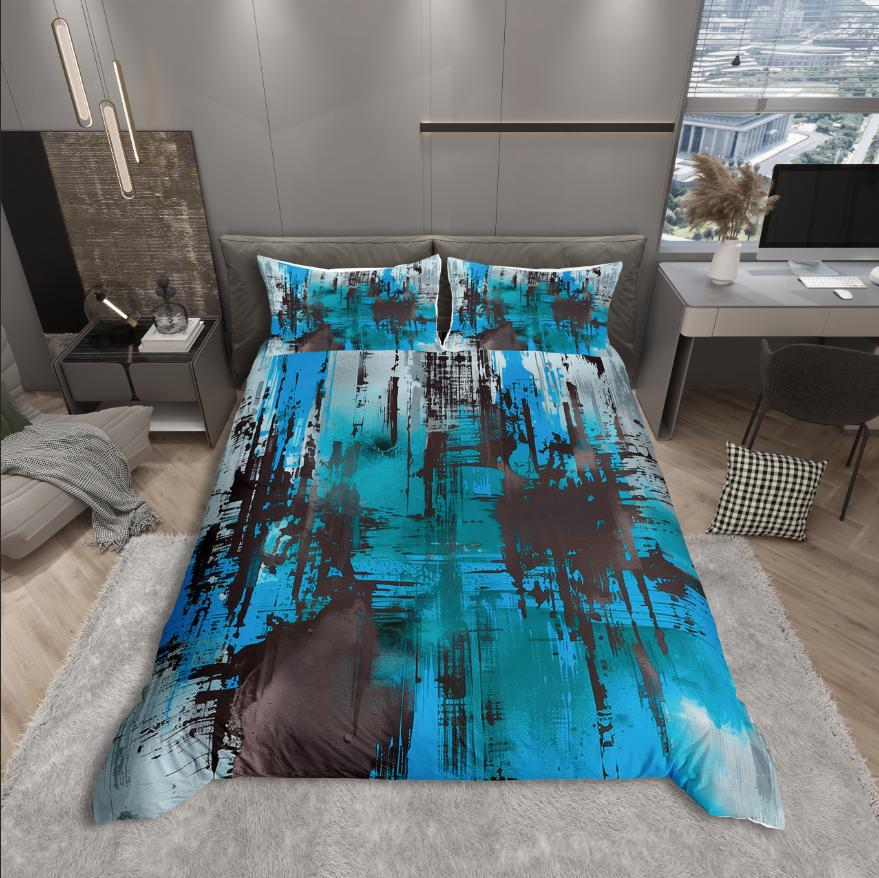 Comforter Homewish Modern Abstract Art Pink Orange Stripes Geometric Bedding Set Oil Printing Reversible Decor