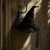 Black Pleated Mesh Witch Hat for Halloween