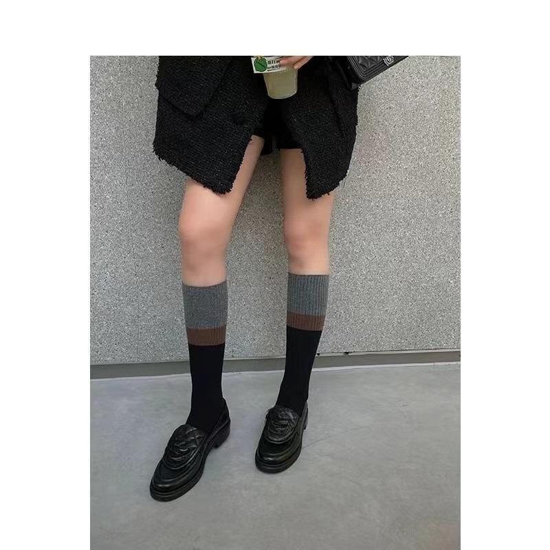 Ladies Spring and Autumn Lovely Sweet Breathable Sweat Absorption College Wind Calf Pile Socks