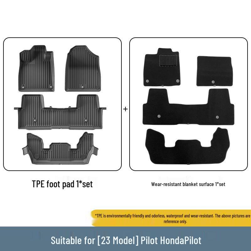 Eco-friendly TPE floor and trunk mats for the 2023 Honda Pilot.
