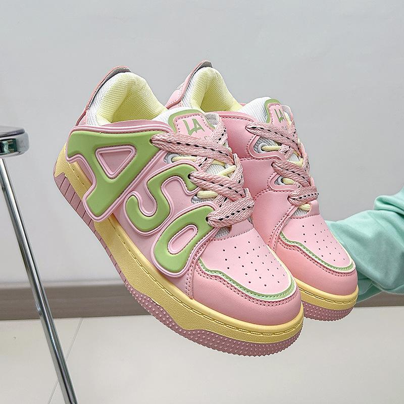 INS White Shoes for Students Korean Style Women's Fashionable  Autumn New Platform Height Increasing Breathable Casual Shoes Street Zy