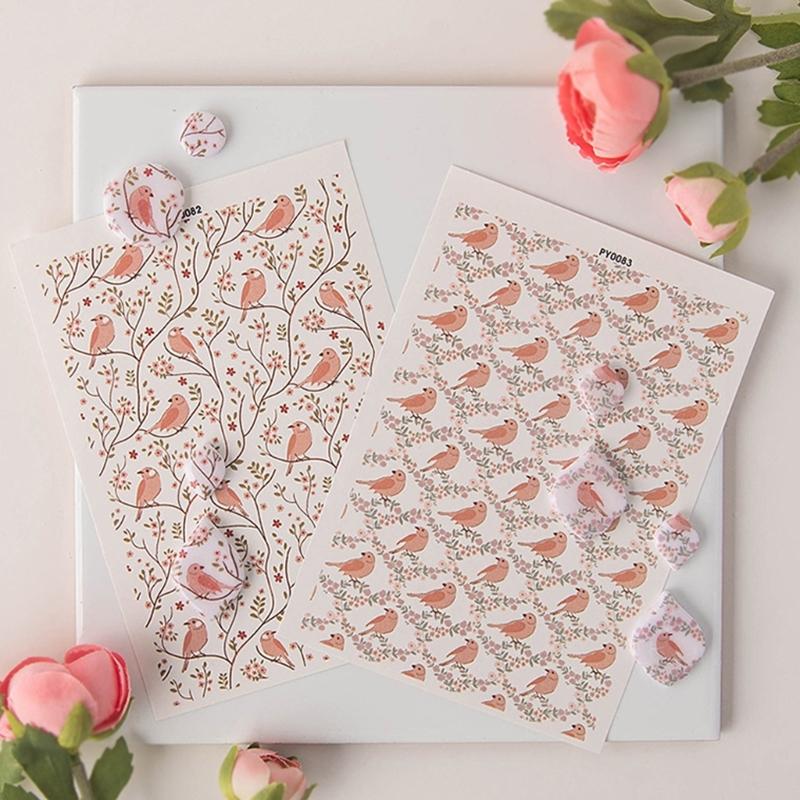 Flower Clay Transfer Paper Bird Flower Transfer Paper Water Soluble Transfer Paper for Clay Earrings Jewelry Making