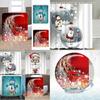 Premium Quality Christmas Snowman Waterproof Bathroom Shower Curtain With 12 Hooks For Festive Decor