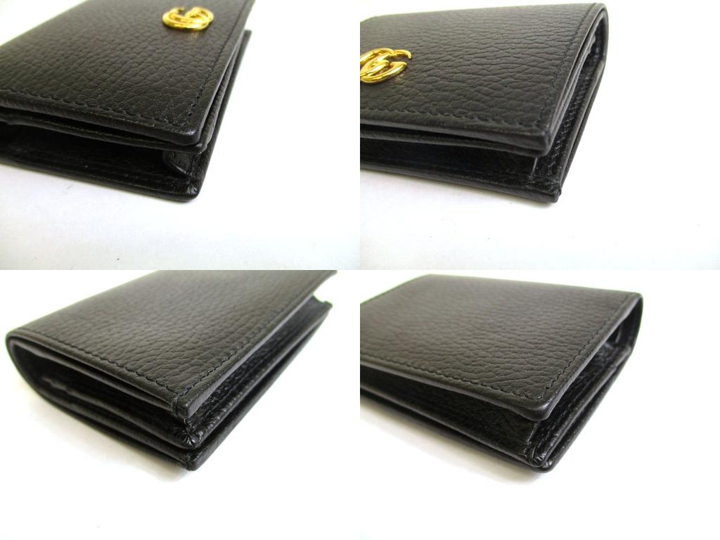 Authentic GUCCI GG Marmont Black Leather Bifold Wallet Compact Wallet #a866  Refurbished