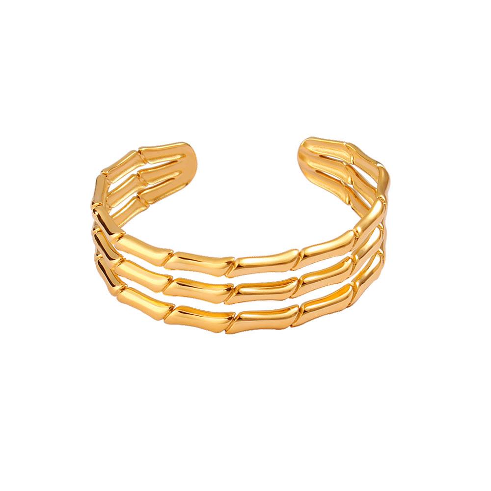Retro Stainless Steel Hollow C-Shaped Line Bangle - Trendy Fashion Bracelet