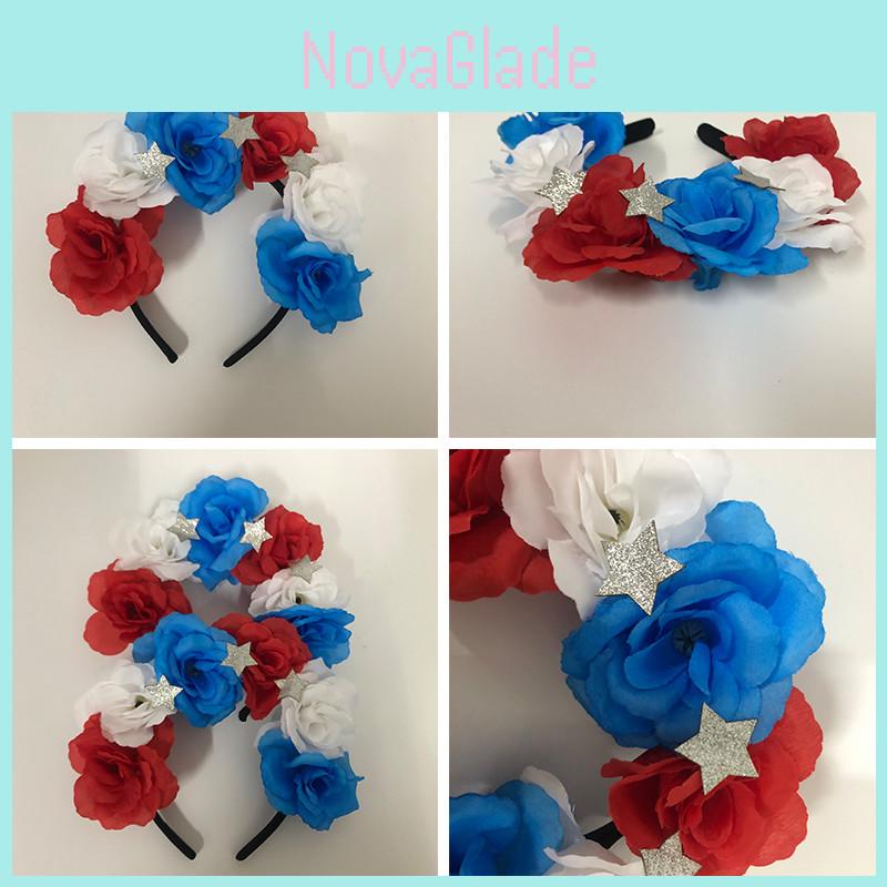 Das Platin-Jubiläum der Königin Rot Weiß Blau Blume Haarschmuck Krone Feiern Sie stilvoll!