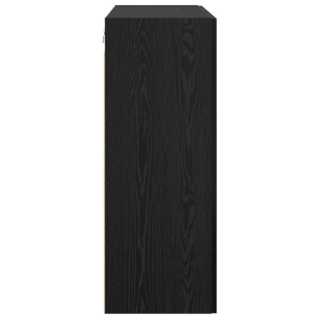 Wall Cabinet Set 2 Pcs Black Oak Effect 69.5 X 34 X 90 Cm
