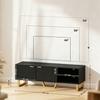 TV Cabinet for TVs Up To 70 Inches, TV Bench with 2 Fluted Doors, Open Compartment and Cable Passage