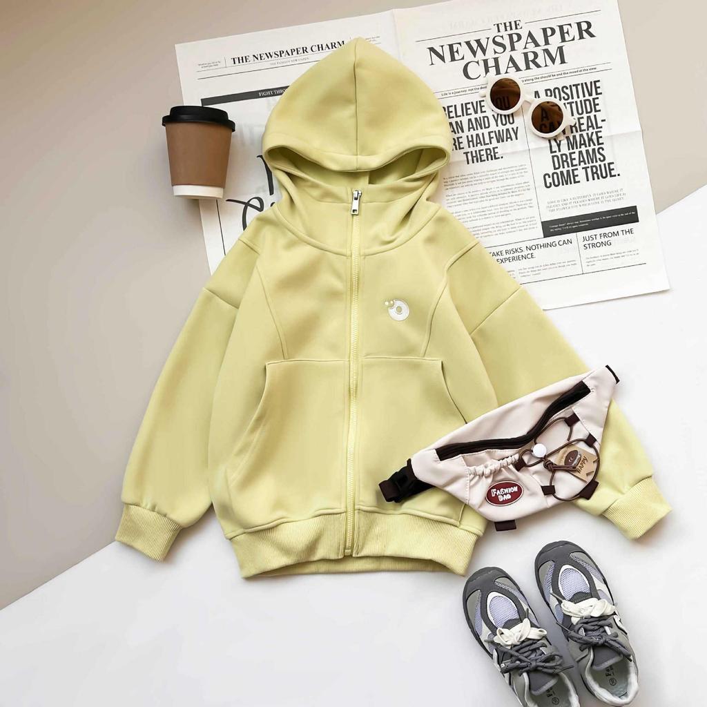 Autumn Children's Hooded Zip-Up Cardigan - Boys' & Girls' Casual Knitted Jacket, Versatile Hua Cotton Wear
