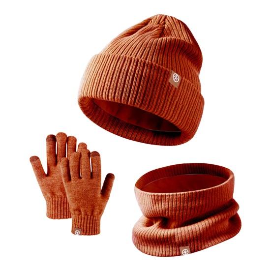 3 Pcs/Set Children Hat Scarf Glove Set Thickened Plush Knitted Anti-slip Windproof Keep Warm Girls Boys Outdoor Neck Cover Gloves Beanie Set