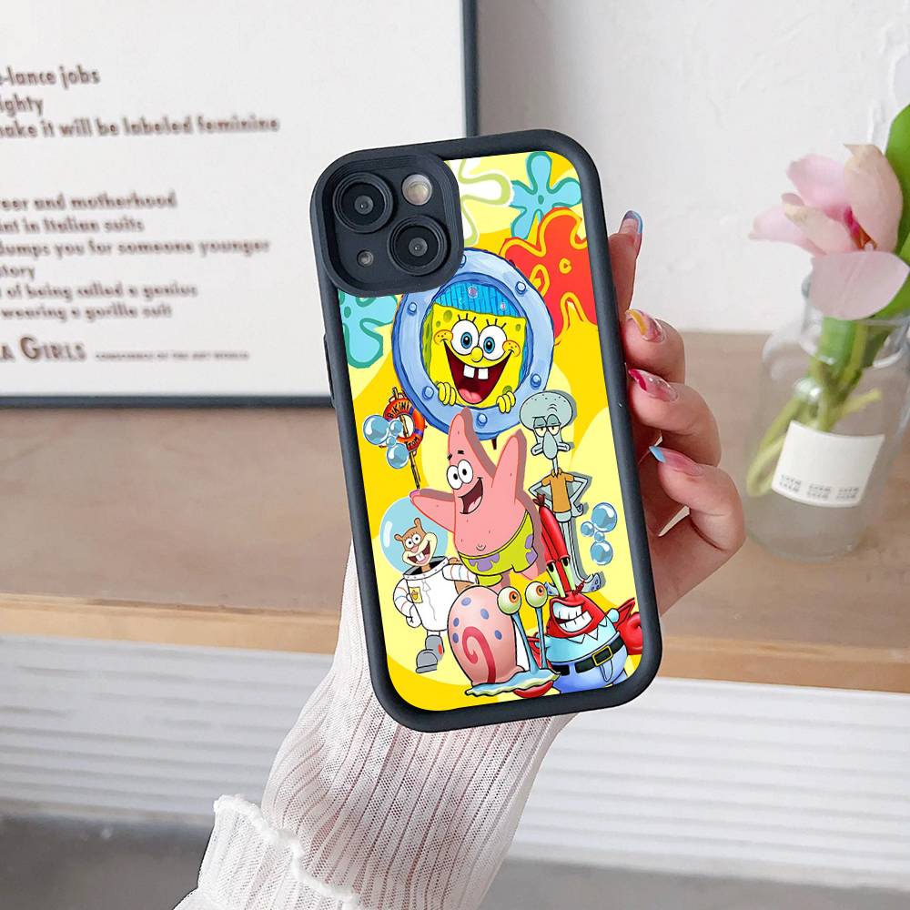 Cartoon Cute S-SpongeBob Anime Phone Case For IPhone 17 16 15 14 13 12 11 Air Plus Pro Max Soft Back Cover