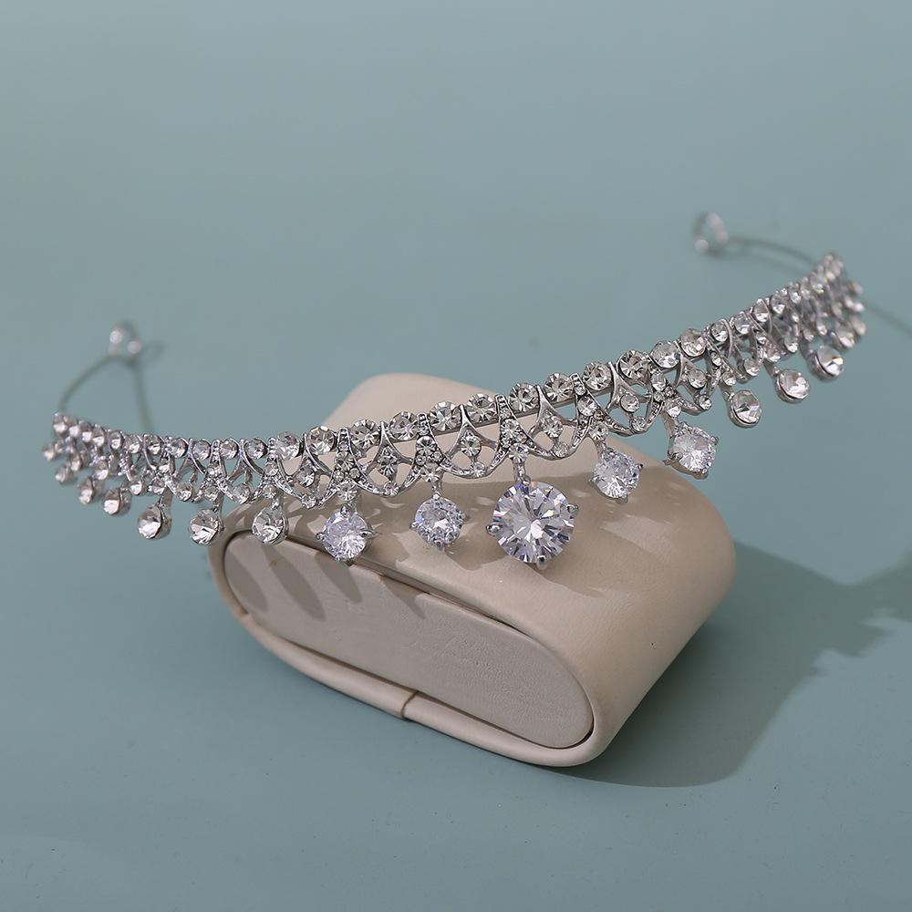 New Wedding European Style Wedding Headband, Forest Leaf Crystal Beaded Starry Handmade Bridal Crown