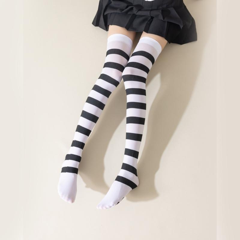 Over Knee Silk Long Socks with Cute Cats Claw Pattern for Daily Wear or Cosplay Striped Thigh High Stockings for Women