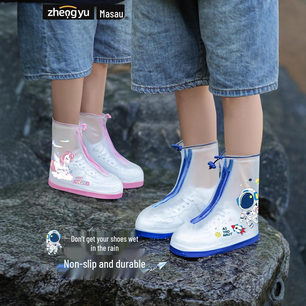 Weatherproof Unisex Shoe Covers: Snow-Resistant, Mid-Calf, Slip-On PVC for Cycling and Outdoor Use.