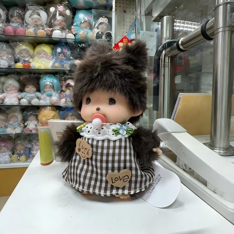 Monchhichi Key Ring Pendent Plush Adorable Cartoon Doll Backpack Ornaments Mengqiqi Bag Charms Plush Monkey Keyrings Birthday Gift