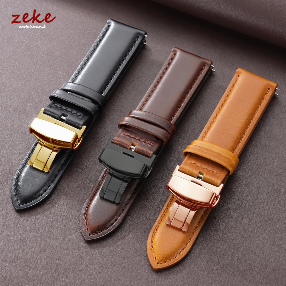 Handmade Cowhide Watch Strap 18mm 20mm 22mm Top-Grain Leather Leather Watch Band for Dw Butterfly Buckle Quick Release Wristband