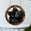Artistic Black Cats Theme Acrylic Hanging Wreath Decorative Piece For Indoor and Outdoor Use Home Wall Window Ornament