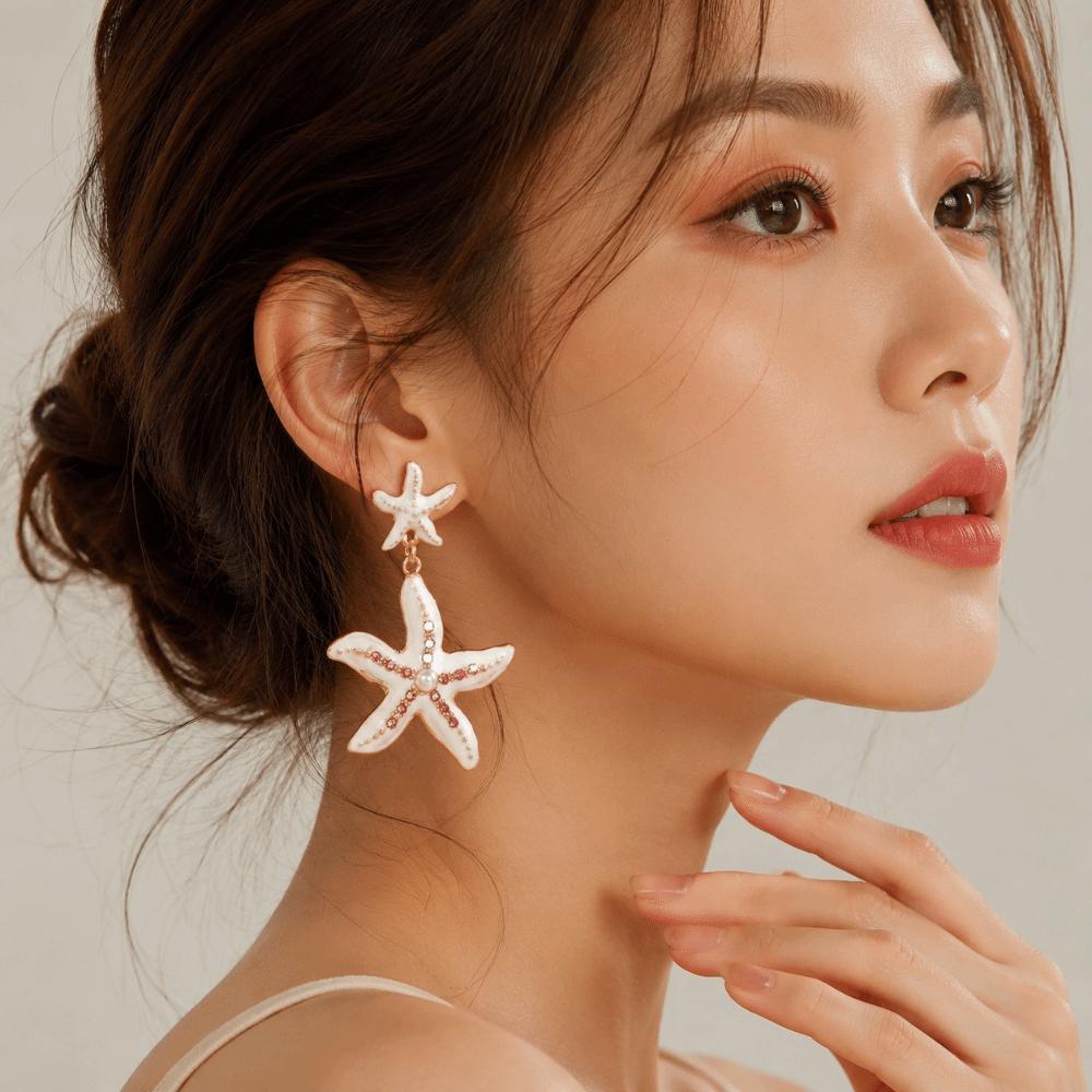 Drop Style Starfish Dangle Earrings Elegant Pendant Earrings Fashion Earrings  Women Wear