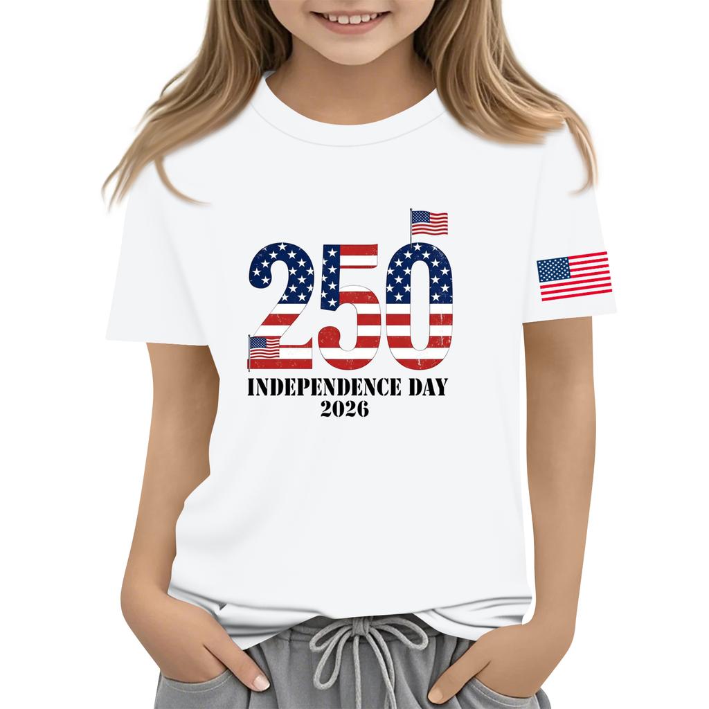 Children's Casual Short-Round Neck Fashionable T-shirt Top