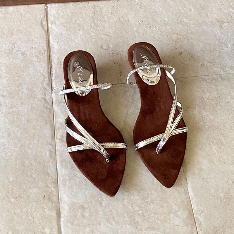 Mode Mode Spitzschuh Damen Niedriger Absatz Pantoletten Hausschuhe Schuhe Damen Zehentrenner Frühling Sommer Damen Absatz-Hausschuhe Sandalen Pumps