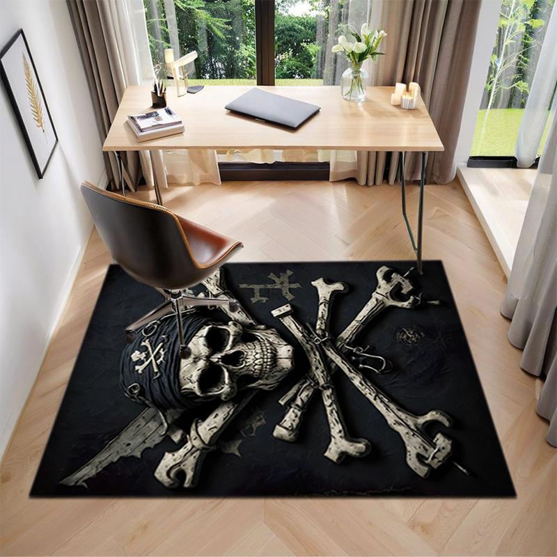 Tappeto Tappetino Stampato con Motivo Teschio Dark Gothic per Soggiorno Camera da Letto Casa Decorazione Divano, Tappetino Antiscivolo