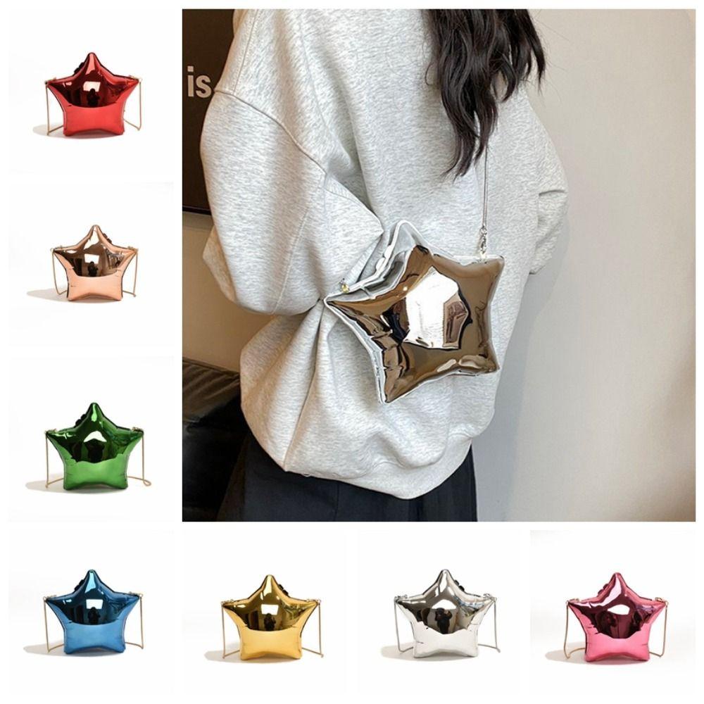

Acrylic Bright Star Shoulder Bag Silver Funny Party Bag Mini Banquet Chain Bag Girls золотий