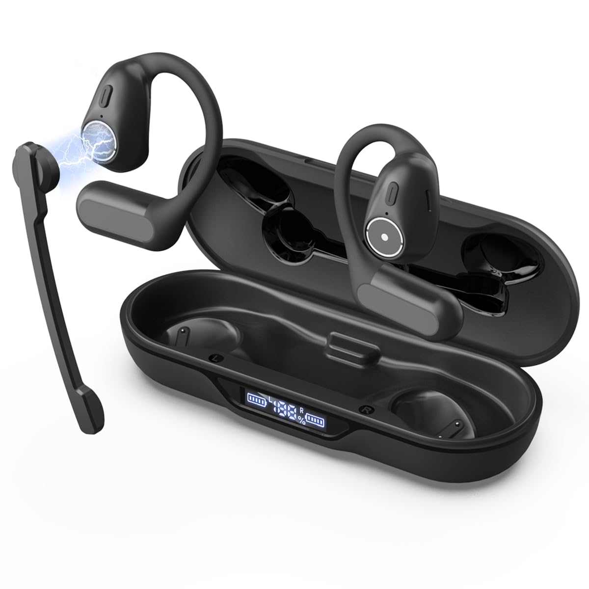 

Bluetooth Headset [Safe Meetings Anywhere & Clear Calls with Detachable Mic] Bluetooth 5.4 Call Earphones with Omnidirectional Microphone, ENC Noise