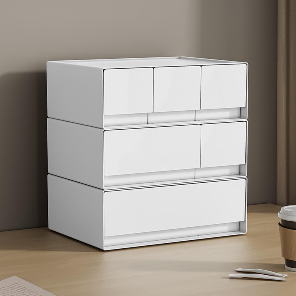 1/2/3-Schichtige Desktop-Schubladen-Aufbewahrungsbox Stapelbare Aufbewahrungsschubladen Schreibtischzubehör Kosmetik-Organizer Kleinkram-Halter für Zuhause