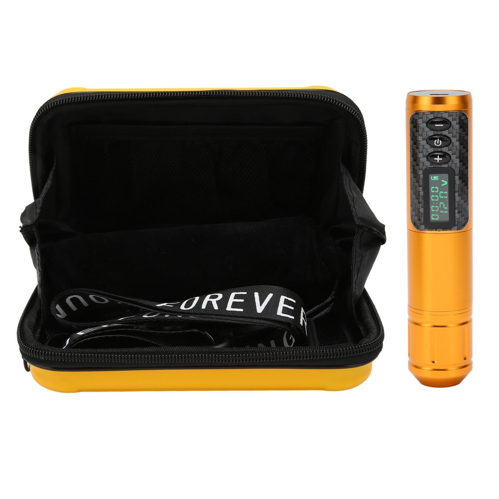 

2 в 1 беспроводной роторный набор для татуировки с иглой-картриджем OLED-дисплей Ход 3,5 мм Мощность татуировки золотой