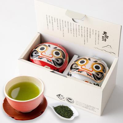 Arahataen Shizuoka Tea Red and White Daruma Can, 80g X 2 Cans, Boxed, Green Tea, Suzuko Can, Gift, Tea Leaves, Deep-Steamed Tea, Auspicious Charm,