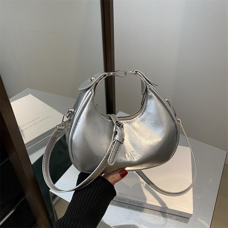 2025 new fashion crescent moon texture messenger bag niche design handbag casual simple temperament shoulder bag