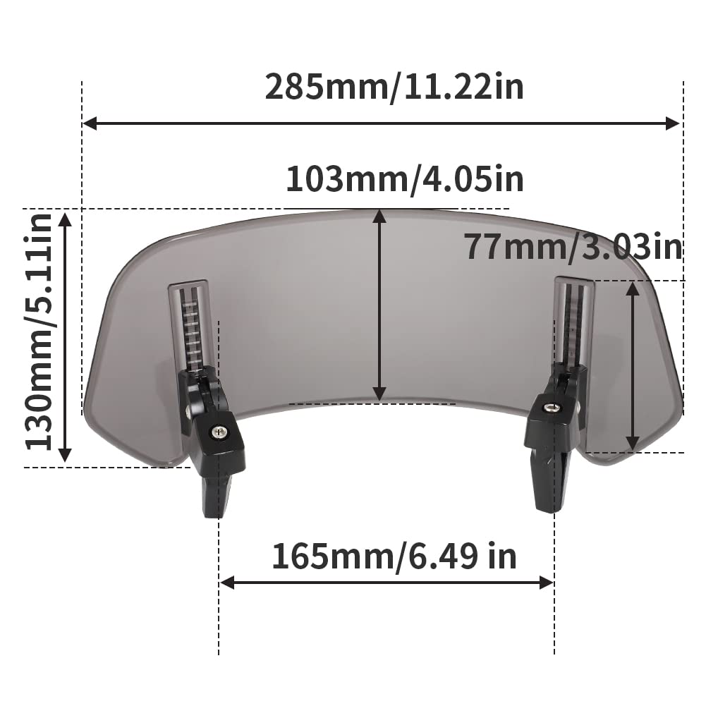 Alpha Rider Universal Windscreen Easy Spoiler Air Deflector for BMW F800 Available In Two Gray Colors Extension, Windshield, Spoiler, Installation,