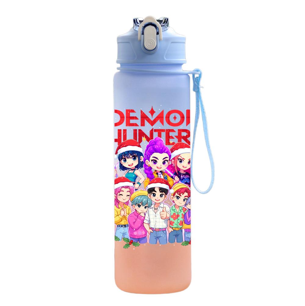 750Ml Water Bottle Anime Christmas K-Pop Demon Hunters Printed Large Capacity Drinking Cup Portable Outdoor Sports Water Cup Children Kid Gift