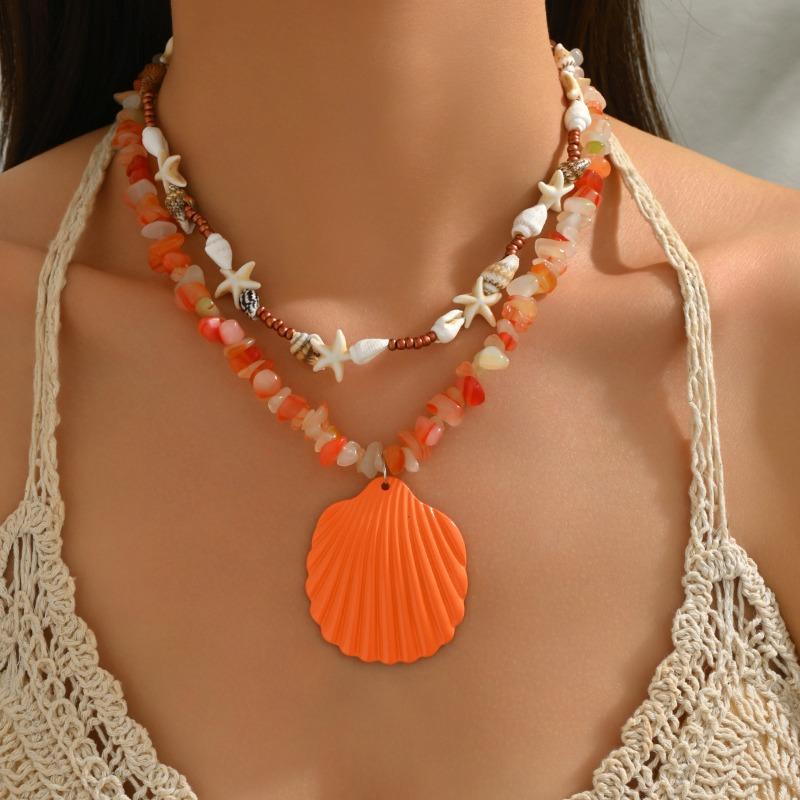 Summer New Ocean Vacation Style Exaggerated Shell Necklace Irregular Gravel Fashion National Neck Chain