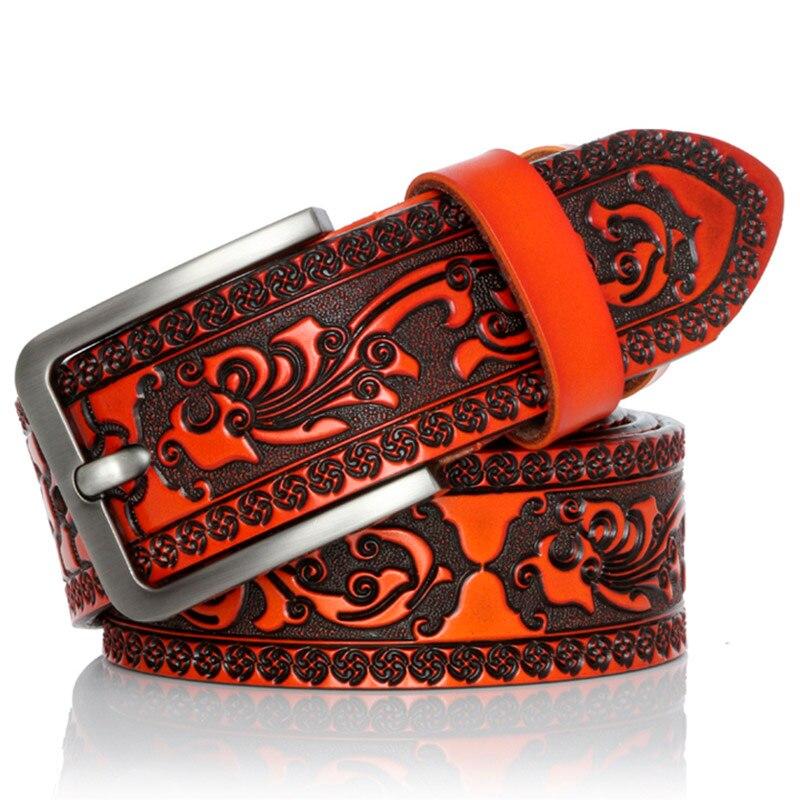 Genuine Leather Belts for Men Designer Belt Male Print Vintage Pin Buckle Luxury Strap New Fashion High Quality