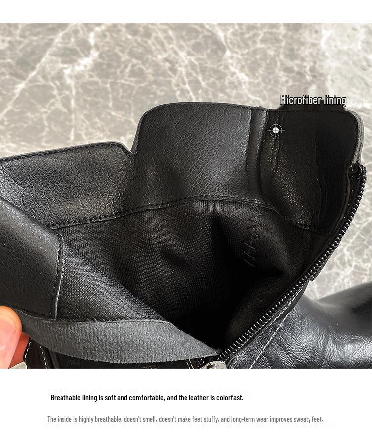 Maillard Retro Distressed Chunky Heel Ankle Boots, Women's Versatile Spring/Autumn Buckle Round Toe Thick Sole Knight Boots