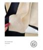 Navy Style Knitted Shawl for Women: Spring/Summer Sun Protection, Air-Conditioned Room Wear, Color Block Design, Fake Collar.