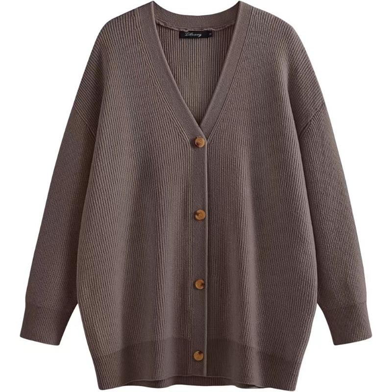 Hot Selling Women's Solid Color Single Breasted Loose Sweater Jacket Knitted Cardigan
