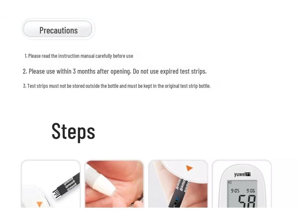 Yuyue 580/590 High Precision Blood Glucose Test Strips for Home Use - Automatic Detection