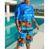 Summer Men's Clothing Letter 3d Print T Shirt Shorts Sets Male Breathable Tracksuits Plus Sized Men's T-shirts Suits Fashion Sportswear Set