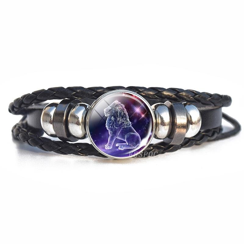 

1PC Zodiac Signs Constellation Charm Luminous Bracelet Men Women Fashion Multilayer Braided Leather Bracelet Bracelet