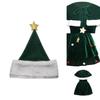 Luxury Xmas Velvet Women Christmas Tree Outfit Dress Cloak Hat Party Props Plus Size