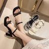 Fashion Lazyseal Straps Women Heels Sandals Buckle Silver Solid Color Sexy Summer Shoes for Woman 2025 New Fashion Party Shoes