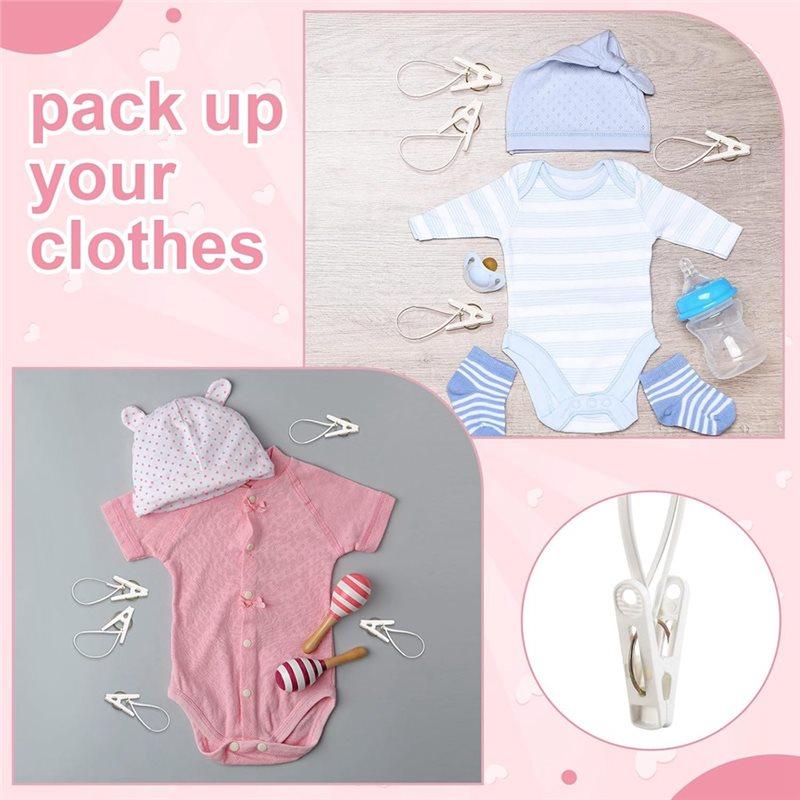 A34R Hanging Clips Bulk 60-Pack Multi-Purpose Laundry Hooks With Plastic Rope Hangers For Baby Clothes Closet Organizers