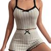Large size pajamas women's sexy lace edge short-sleeved suspender shorts polished pit strip loungewear