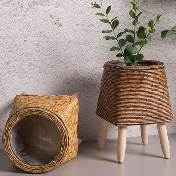 Practical Miniature Garden Accessories Flower Pot Container Holder Combining Functionality And Stylish Woven Appearance