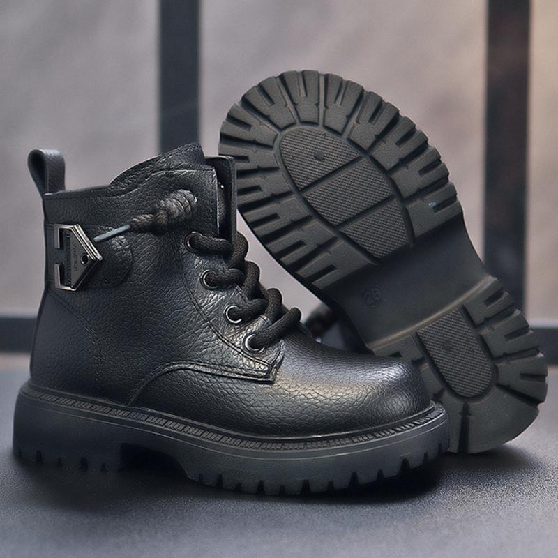 Children's Leather Shoes Autumn Winter Warm New Casual Shoes Surface Waterproof Soft Sole Fashionable Walking Shoes for Kids